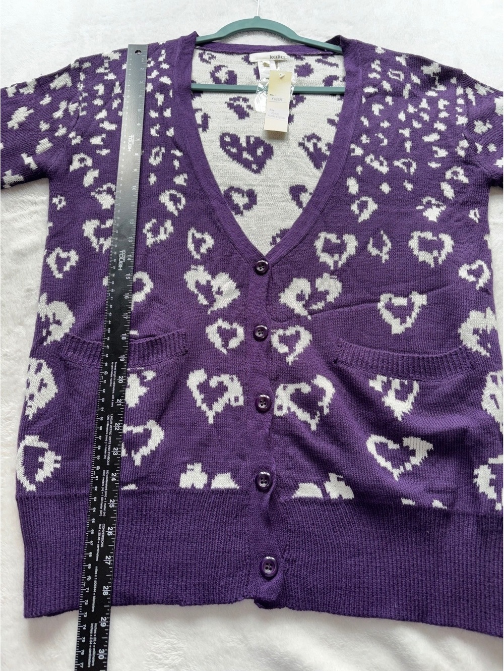 NWT Katia Purple Heart Cardigan Sweater Button Front Pockets Plus Size XL 1XL - Picture 4 of 9